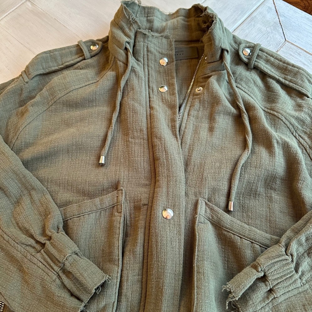 Blank NYC Olive Green Utility Jacket Drawstring Waist Military‎ Style Women's